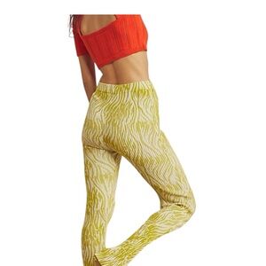 Free People Women’s XS Intimately “Silver Lining” Bell Bottom Lounge Pants Green